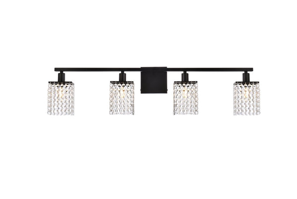 Elegant Lighting - LD7012BK - Four Light Bath - Phineas - Black And Clear from Lighting & Bulbs Unlimited in Charlotte, NC