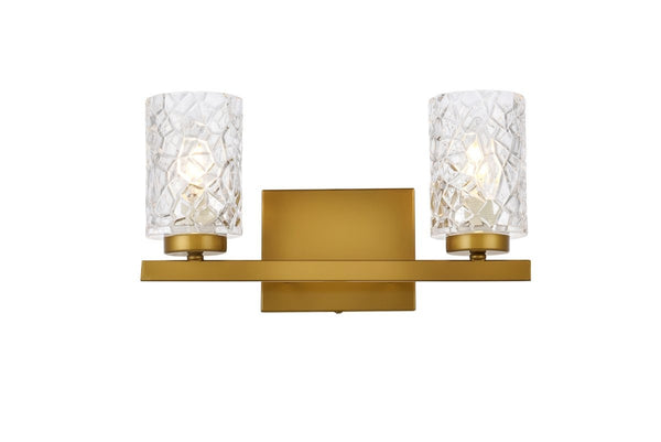 Elegant Lighting - LD7026W14BR - Two Light Bath - Cassie - Brass And Clear Shade from Lighting & Bulbs Unlimited in Charlotte, NC