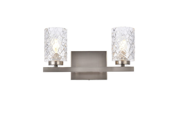 Elegant Lighting - LD7026W14SN - Two Light Bath - Cassie - Satin Nickel And Clear Shade from Lighting & Bulbs Unlimited in Charlotte, NC