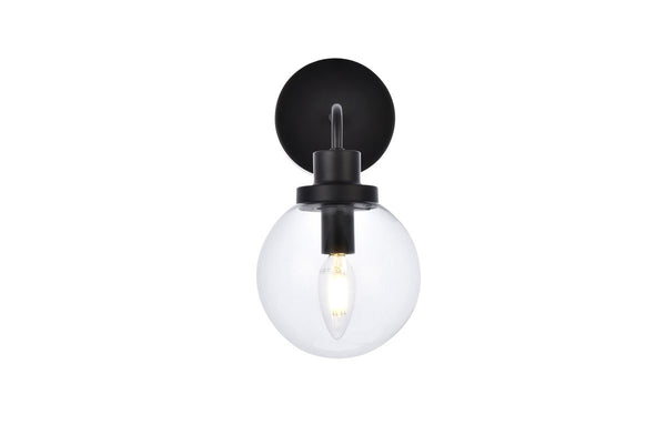 Elegant Lighting - LD7031W8BK - One Light Bath - Hanson - Black And Clear Shade from Lighting & Bulbs Unlimited in Charlotte, NC