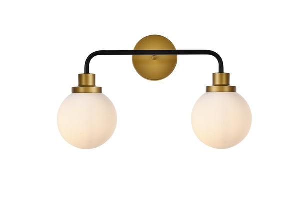 Elegant Lighting - LD7032W19BRB - Two Light Bath - Hanson - Black And Brass And Frosted Shade from Lighting & Bulbs Unlimited in Charlotte, NC