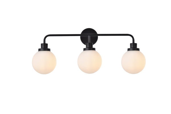 Elegant Lighting - LD7034W28BK - Three Light Bath - Hanson - Black And Frosted Shade from Lighting & Bulbs Unlimited in Charlotte, NC