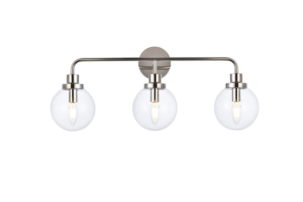 Elegant Lighting - LD7035W28PN - Three Light Bath - Hanson - Polished Nickel And Clear Shade from Lighting & Bulbs Unlimited in Charlotte, NC