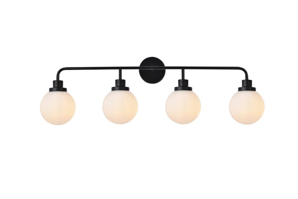 Elegant Lighting - LD7036W38BK - Four Light Bath - Hanson - Black And Frosted Shade from Lighting & Bulbs Unlimited in Charlotte, NC