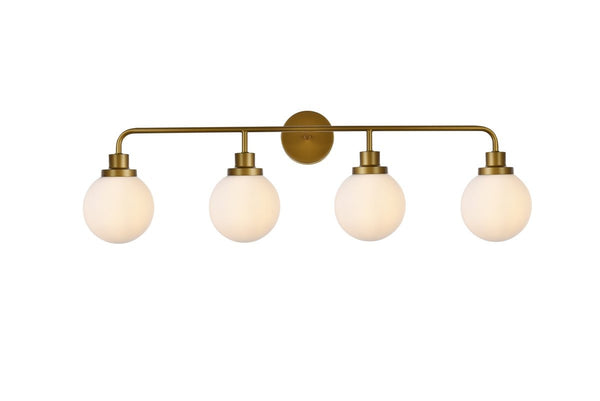 Elegant Lighting - LD7036W38BR - Four Light Bath - Hanson - Brass And Frosted Shade from Lighting & Bulbs Unlimited in Charlotte, NC