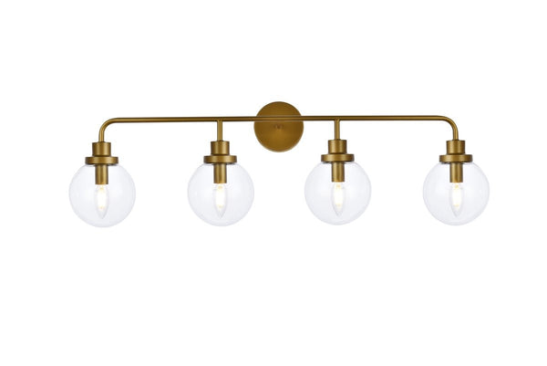 Elegant Lighting - LD7037W38BR - Four Light Bath - Hanson - Brass And Clear Shade from Lighting & Bulbs Unlimited in Charlotte, NC