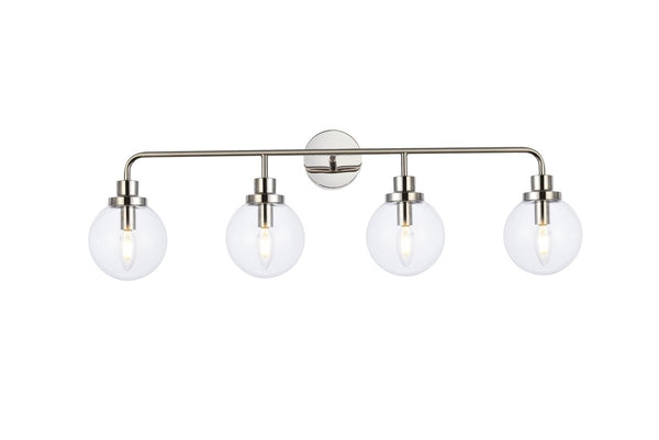 Elegant Lighting - LD7037W38PN - Four Light Bath - Hanson - Polished Nickel And Clear Shade from Lighting & Bulbs Unlimited in Charlotte, NC