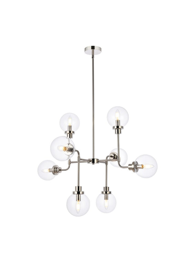 Elegant Lighting - LD7039D36PN - Eight Light Pendant - Hanson - Polished Nickel And Clear Shade from Lighting & Bulbs Unlimited in Charlotte, NC