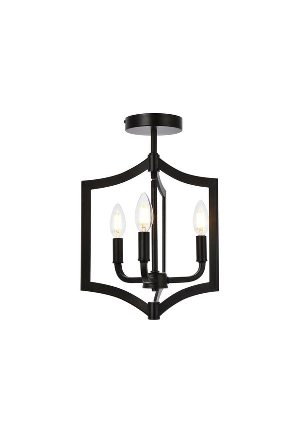 Elegant Lighting - LD7067F12BK - Three Light Flush Mount - Kiera - Black from Lighting & Bulbs Unlimited in Charlotte, NC