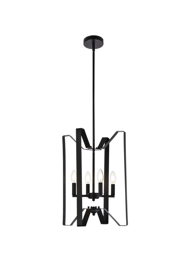 Elegant Lighting - LD7072D14BK - Four Light Pendant - Hoffman - Black from Lighting & Bulbs Unlimited in Charlotte, NC