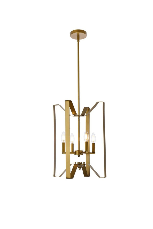 Elegant Lighting - LD7072D14BR - Four Light Pendant - Hoffman - Brass from Lighting & Bulbs Unlimited in Charlotte, NC