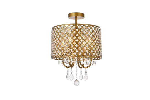 Elegant Lighting - LD710F14BR - Four Light Flush Mount - Elise - Brass from Lighting & Bulbs Unlimited in Charlotte, NC