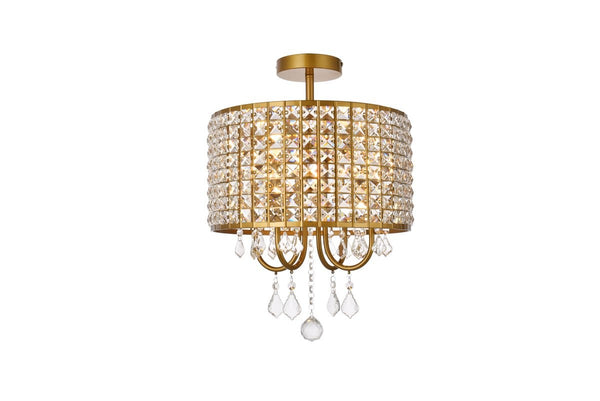 Elegant Lighting - LD712F14BR - Four Light Flush Mount - Elise - Brass from Lighting & Bulbs Unlimited in Charlotte, NC
