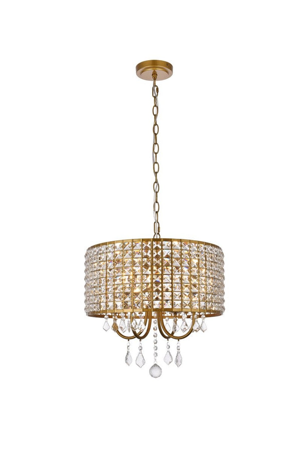 Elegant Lighting - LD713D17BR - Four Light Pendant - Elise - Brass from Lighting & Bulbs Unlimited in Charlotte, NC
