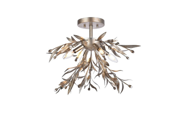Elegant Lighting - LD810F19SL - Four Light Flush Mount - Priscilla - Silver Leaf from Lighting & Bulbs Unlimited in Charlotte, NC