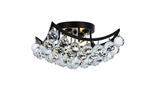 Elegant Lighting - V9800F12BK/RC - Four Light Flush Mount - Corona - Black And Clear from Lighting & Bulbs Unlimited in Charlotte, NC