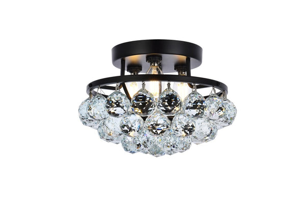Elegant Lighting - V9805F10BK/RC - Three Light Flush Mount - Corona - Black And Clear from Lighting & Bulbs Unlimited in Charlotte, NC
