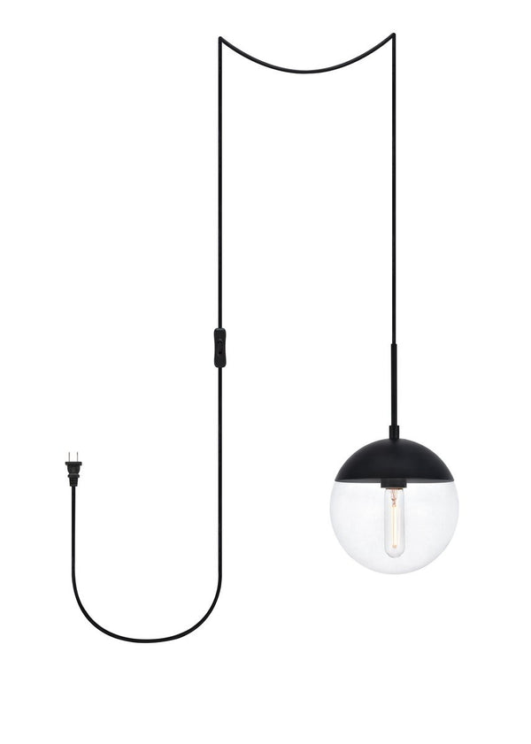Elegant Lighting - LDPG6027BK - One Light Plug in Pendant - Eclipse - Black And Clear from Lighting & Bulbs Unlimited in Charlotte, NC