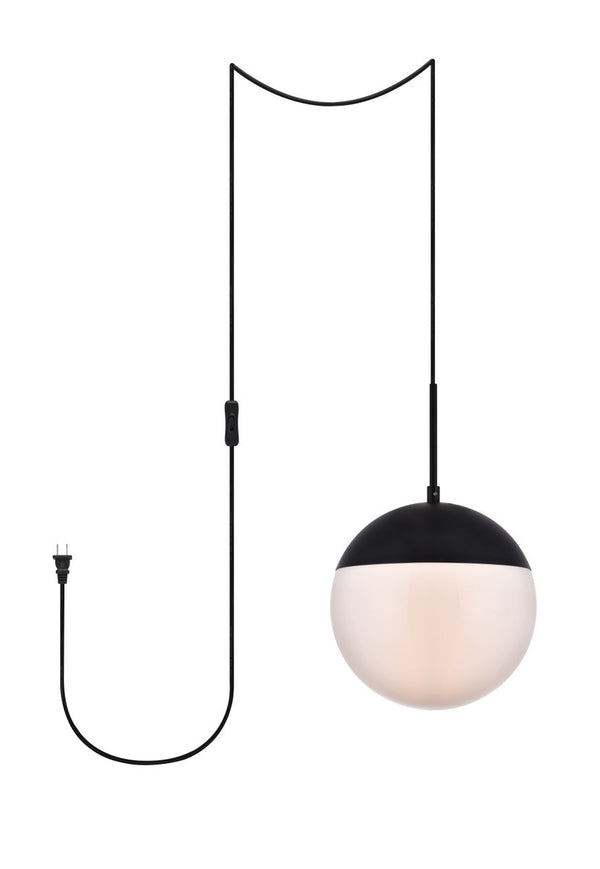 Elegant Lighting - LDPG6032BK - One Light Plug in Pendant - Eclipse - Black And Frosted White from Lighting & Bulbs Unlimited in Charlotte, NC