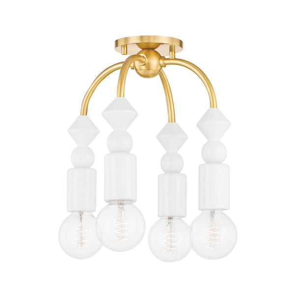 Mitzi - H471604-AGB - Four Light Semi Flush Mount - Flora - Aged Brass from Lighting & Bulbs Unlimited in Charlotte, NC