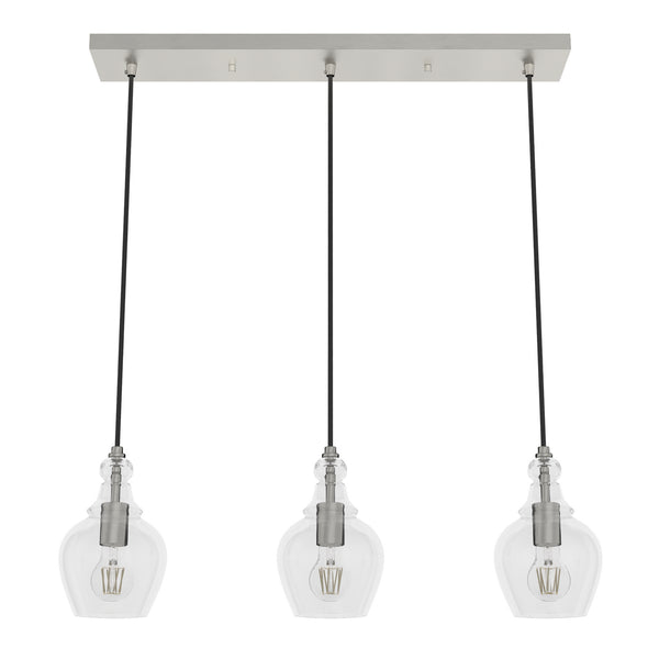 Hunter - 19901 - Three Light Linear Cluster - Maple Park - Brushed Nickel from Lighting & Bulbs Unlimited in Charlotte, NC