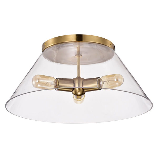 Nuvo Lighting - 60-7422 - Three Light Flush Mount - Dover - Vintage Brass from Lighting & Bulbs Unlimited in Charlotte, NC