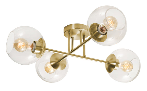 AFX Lighting - JAMC24MBSB - Four Light Flush Mount - Jamie - Satin Brass from Lighting & Bulbs Unlimited in Charlotte, NC