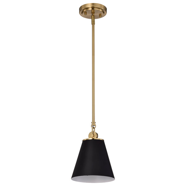 Nuvo Lighting - 60-7408 - One Light Pendant - Dover - Black / Vintage Brass from Lighting & Bulbs Unlimited in Charlotte, NC