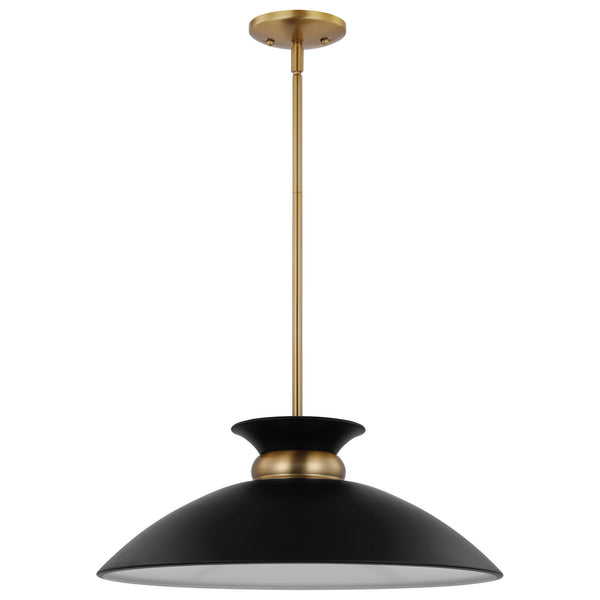 Nuvo Lighting - 60-7461 - One Light Pendant - Perkins - Matte Black / Burnished Brass from Lighting & Bulbs Unlimited in Charlotte, NC