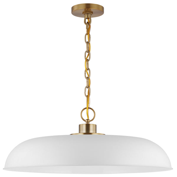 Nuvo Lighting - 60-7486 - One Light Pendant - Colony - Matte White / Burnished Brass from Lighting & Bulbs Unlimited in Charlotte, NC