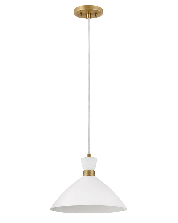 Lark - 83257MW-HB - LED Pendant - Simon - Matte White with Heritage Brass from Lighting & Bulbs Unlimited in Charlotte, NC
