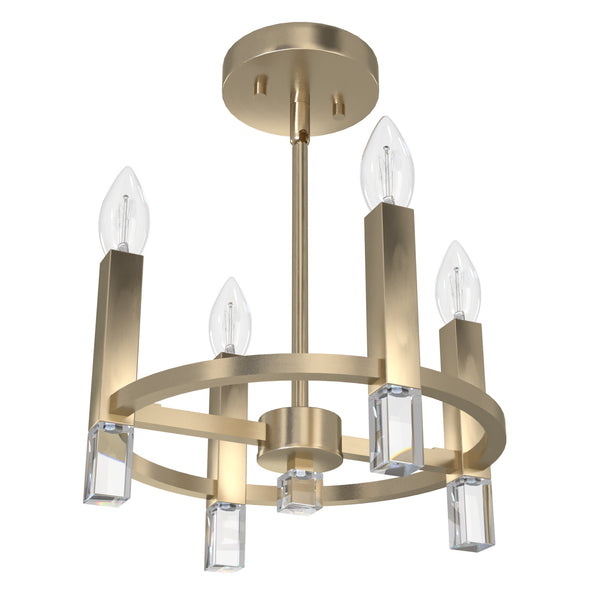 Hunter - 19525 - Four Light Semi Flush Mount - Sunjai - Alturas Gold from Lighting & Bulbs Unlimited in Charlotte, NC