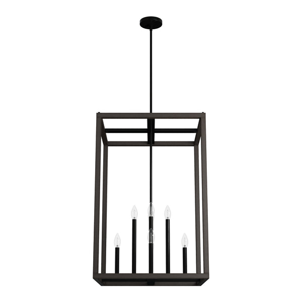 Hunter - 19678 - Eight Light Pendant - Squire Manor - Matte Black from Lighting & Bulbs Unlimited in Charlotte, NC