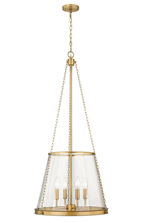 Z-Lite - 341P18-RB - Four Light Pendant - Prescott - Rubbed Brass from Lighting & Bulbs Unlimited in Charlotte, NC