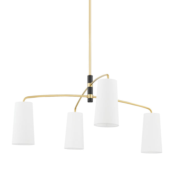 Mitzi - H612804-AGB/SBK - Four Light Chandelier - Evelyn - Aged Brass/Soft Black from Lighting & Bulbs Unlimited in Charlotte, NC