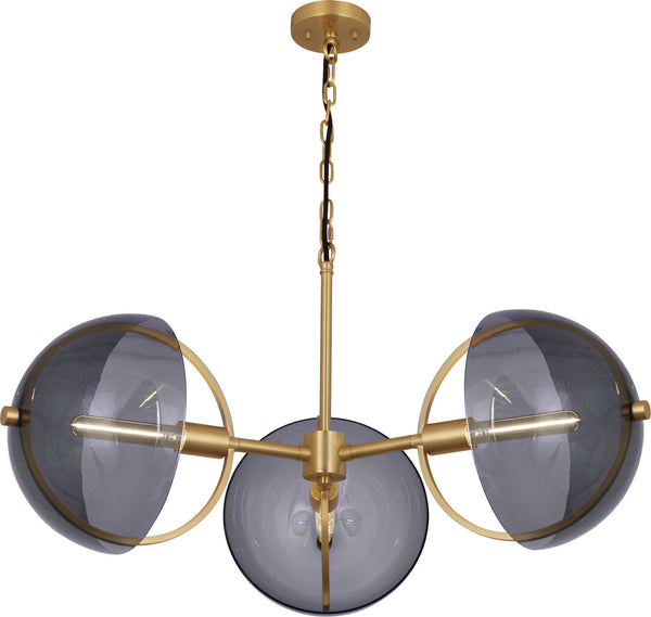 Robert Abbey - 603 - Three Light Chandelier - Mavisten Edition Copernica - LACQUERED BURNISHED BRASS from Lighting & Bulbs Unlimited in Charlotte, NC