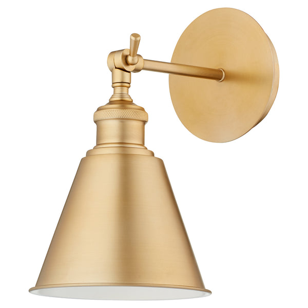 Quorum - 5390-80 - One Light Wall Mount - Metal Cone Lighting - Aged Brass from Lighting & Bulbs Unlimited in Charlotte, NC