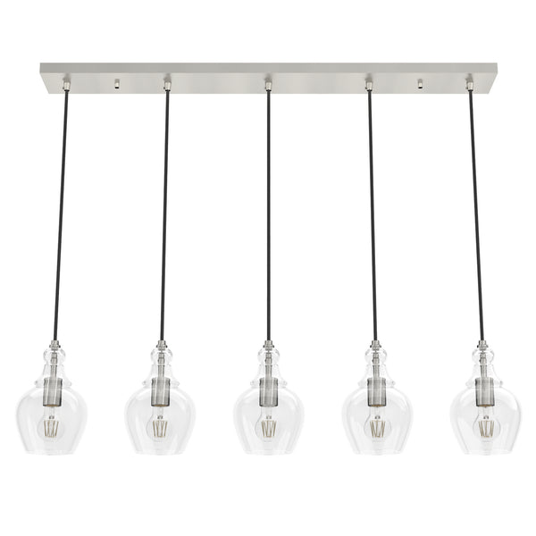 Hunter - 19994 - Five Light Linear Cluster - Maple Park - Brushed Nickel from Lighting & Bulbs Unlimited in Charlotte, NC