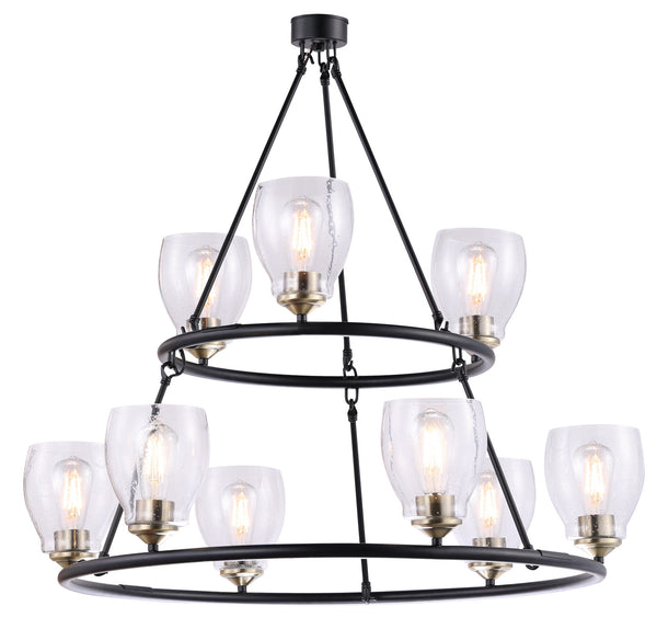 Minka-Lavery - 2439-878 - Nine Light Chandelier - Winsley - Coal And Stained Brass from Lighting & Bulbs Unlimited in Charlotte, NC