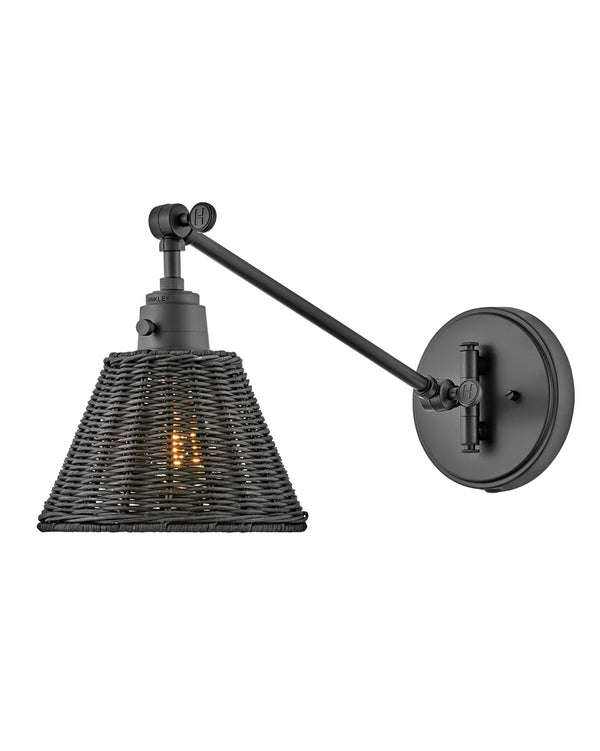 Hinkley - 3690BK-BKT - LED Wall Sconce - Arti - Black with Black Natural Rattan Shade from Lighting & Bulbs Unlimited in Charlotte, NC