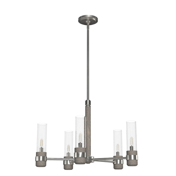 Hunter - 19475 - Five Light Chandelier - River Mill - Brushed Nickel from Lighting & Bulbs Unlimited in Charlotte, NC