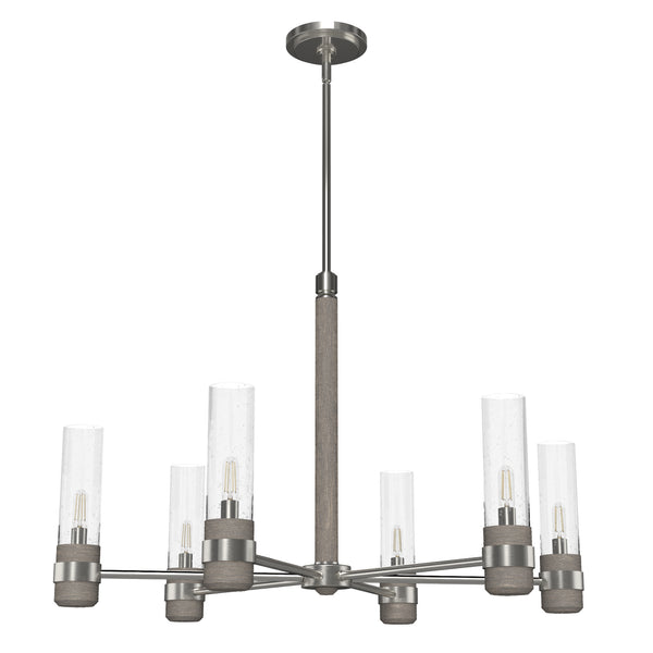 Hunter - 19477 - Six Light Chandelier - River Mill - Brushed Nickel from Lighting & Bulbs Unlimited in Charlotte, NC