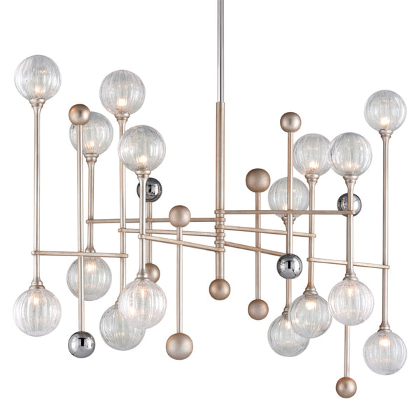 Corbett Lighting - 241-016-SL/PC - 16 Light Linear Pendant - Majorette - Silver Leaf W Polished Chrome from Lighting & Bulbs Unlimited in Charlotte, NC