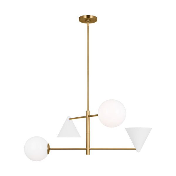 Visual Comfort Studio - AEC1104MWTBBS - Four Light Chandelier - Cosmo - Matte White and Burnished Brass from Lighting & Bulbs Unlimited in Charlotte, NC