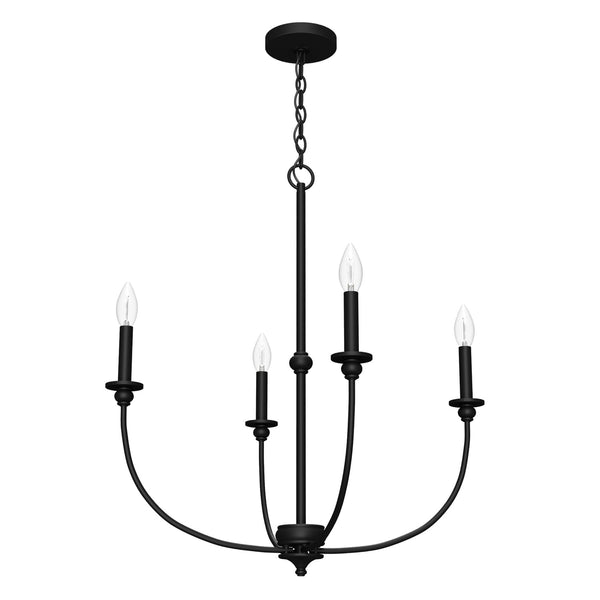 Hunter - 19636 - Four Light Chandelier - Southcrest - Flat Matte Black from Lighting & Bulbs Unlimited in Charlotte, NC