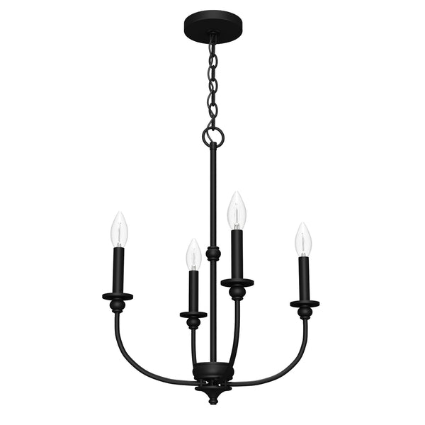 Hunter - 19638 - Four Light Chandelier - Southcrest - Flat Matte Black from Lighting & Bulbs Unlimited in Charlotte, NC