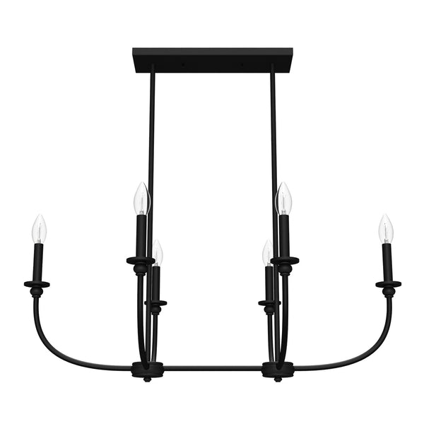 Hunter - 19644 - Six Light Linear Chandelier - Southcrest - Flat Matte Black from Lighting & Bulbs Unlimited in Charlotte, NC