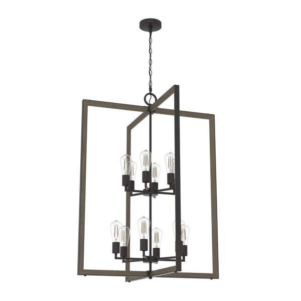 Hunter - 19860 - 12 Light Foyer Pendant - Woodburn - Noble Bronze from Lighting & Bulbs Unlimited in Charlotte, NC