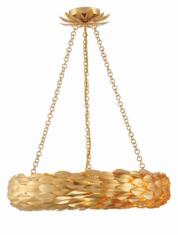 Crystorama - 536-GA - Six Light Pendant - Broche - Antique Gold from Lighting & Bulbs Unlimited in Charlotte, NC