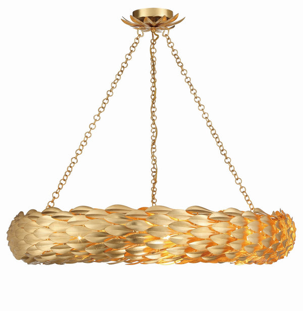 Crystorama - 538-GA - Eight Light Pendant - Broche - Antique Gold from Lighting & Bulbs Unlimited in Charlotte, NC